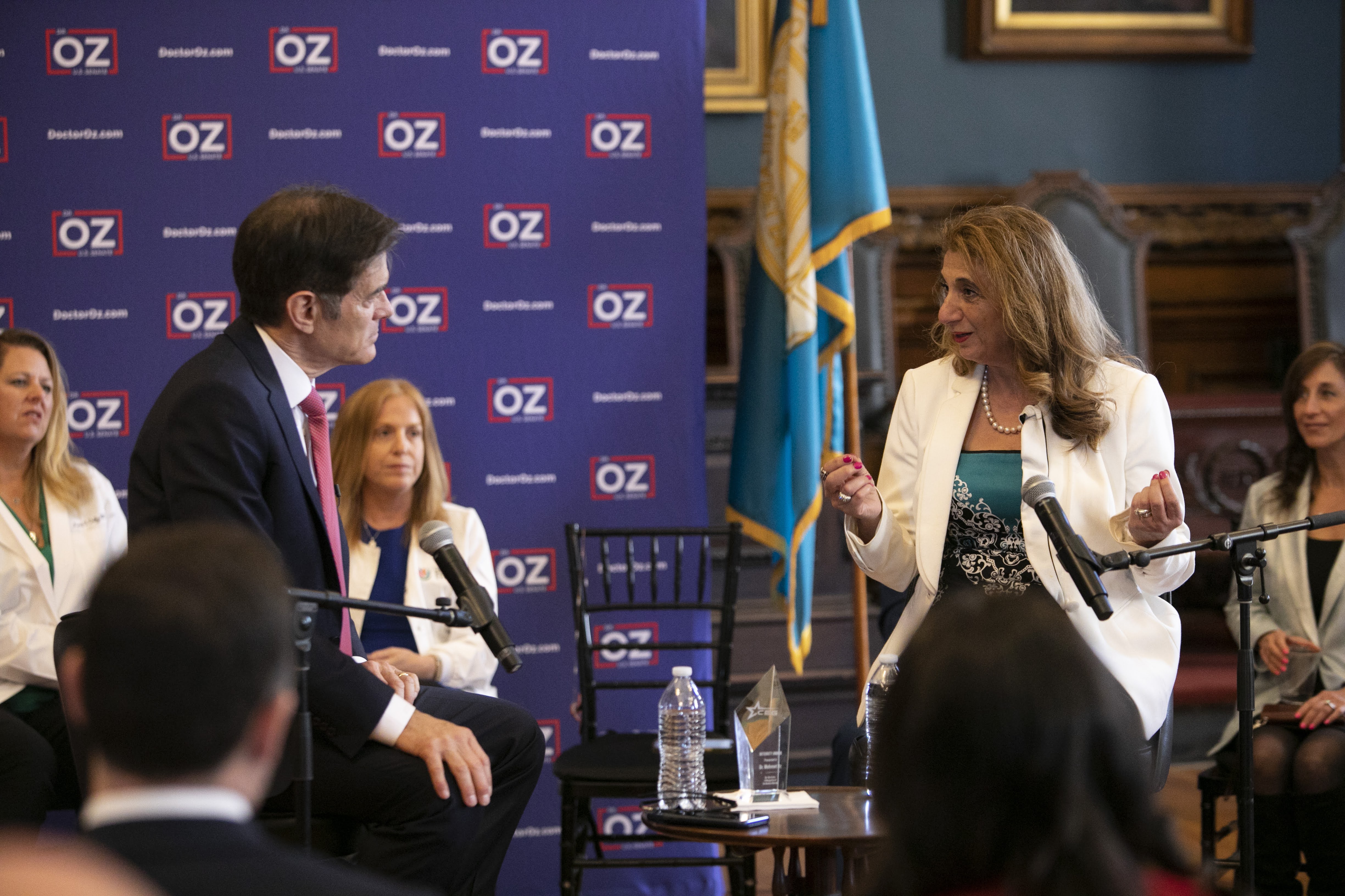 Dr. Dalal Akoury speaking during a panel interview